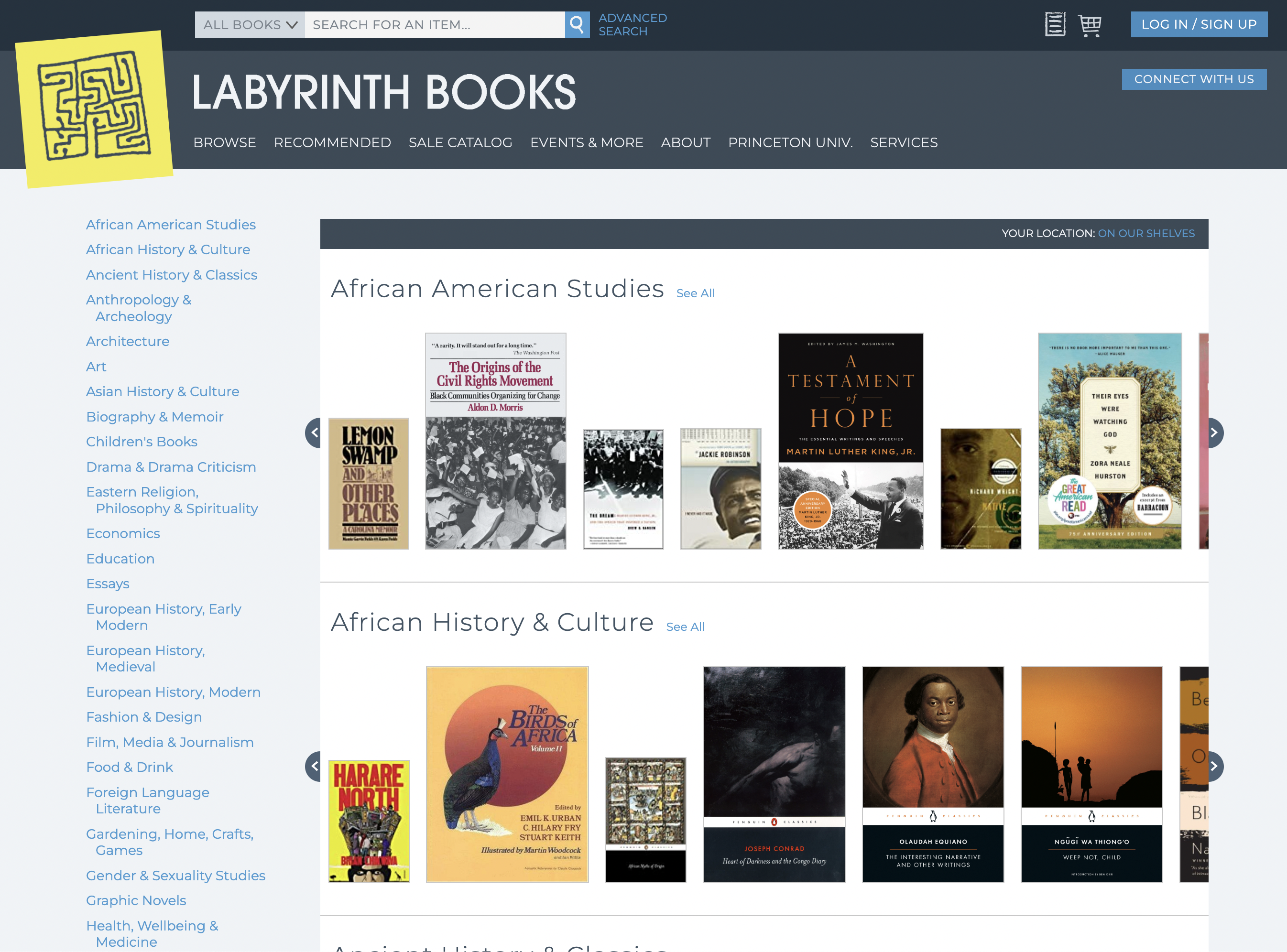 Princeton University Labyrinth Bookstore - Angular Front End